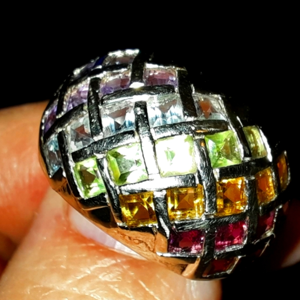 Rainbow Cocktail Statement Ring - image 1